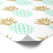 Elegant faux goudtropisch anananaseppatroon poster (Hoek)