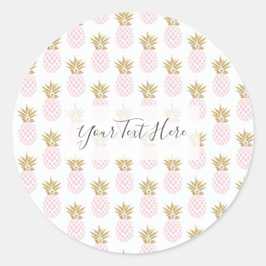 Elegant faux goudtropisch anananaseppatroon ronde sticker (Voorkant)