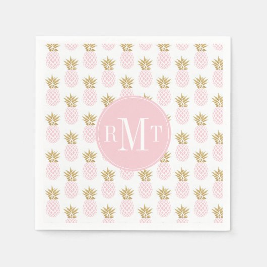 Elegant faux goudtropisch anananaseppatroon servet (Voorkant)