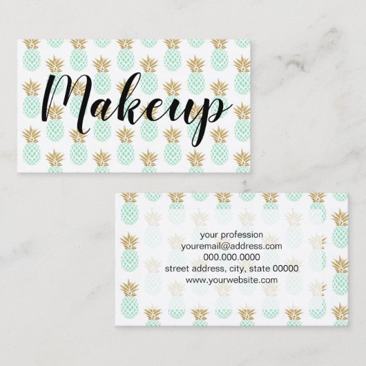 Elegant faux goudtropisch anananaseppatroon visitekaartje (Voorkant / Achterkant)