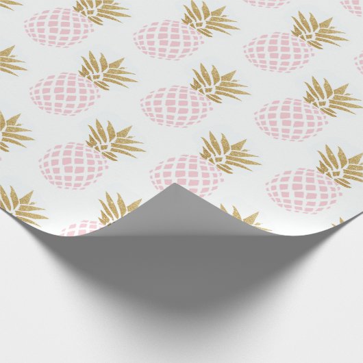 Elegant faux goudtropisch anananaspatroon cadeaupapier (Hoek)