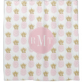 Elegant faux goudtropisch anananaspatroon douchegordijn (Voorkant)