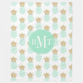 Elegant faux goudtropisch anananaspatroon fleece deken (Voorkant)