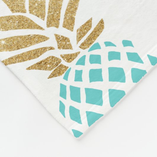 Elegant faux goudtropisch anananaspatroon fleece deken (Hoek)