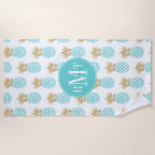 Elegant faux goudtropisch anananaspatroon strandlaken (Voorkant)