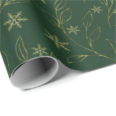 Elegant faux goureblad glitter sneeuwvlokken cadeaupapier (Rol Hoek)