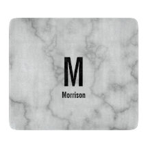 Elegant Faux Gray Marble met naam en monogram