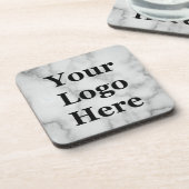 Elegant Faux Grey Marmer je Logo hier Bier Onderzetter (Linkerzijde)