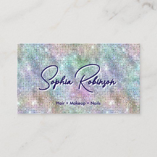 Elegant Faux Holographic Glitter Visitekaartje (Voorkant)