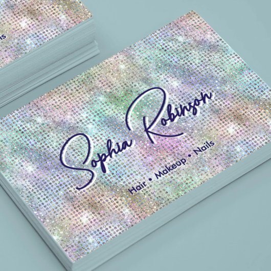 Elegant Faux Holographic Glitter Visitekaartje