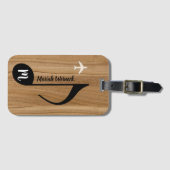 Elegant faux houten tas label met naam van de musi bagagelabel (Voorkant (horizontaal))