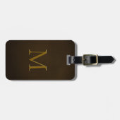 Elegant Faux Ingegraveerd Monogram gebrand Bruin Bagagelabel (Voorkant horizontaal)
