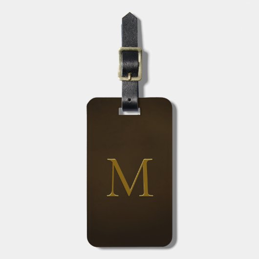 Elegant Faux Ingegraveerd Monogram gebrand Bruin Bagagelabel (Voorkant verticaal)