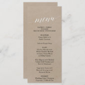Elegant Faux Kraft Calligraphy Dinner Menu Kaart (Voorkant / Achterkant)