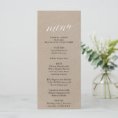 Elegant Faux Kraft Calligraphy Dinner Menu Kaart (Staand voorkant)