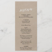 Elegant Faux Kraft Calligraphy Dinner Menu Kaart (Voorkant)