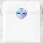 Elegant Faux Lashes Blue Holographic Ronde Sticker (Tas)