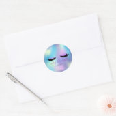 Elegant Faux Lashes Blue Holographic Ronde Sticker (Envelop)