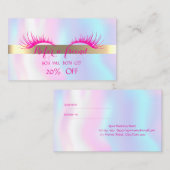 Elegant Faux Lashes Holographic Reference Card Aanbevelingskaartje (Voorkant / Achterkant)