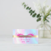 Elegant Faux Lashes Holographic Reference Card Aanbevelingskaartje (Staand voorkant)