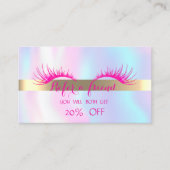 Elegant Faux Lashes Holographic Reference Card Aanbevelingskaartje (Voorkant)