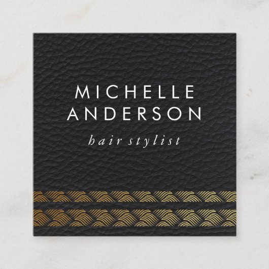 Elegant Faux Leather Gold Weave (Loyalty Card) Klantenkaartje (Voorkant)