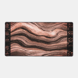 Elegant Faux Marble Black Ornate Trim Bureaumat