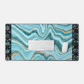 Elegant Faux Marble Black Ornate Trim Bureaumat (Keyboard & Muis)