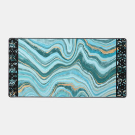 Elegant Faux Marble Black Ornate Trim Bureaumat