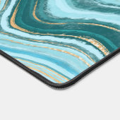 Elegant Faux Marble Blue Gold Bureaumat (Hoek)