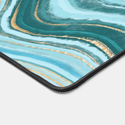 Elegant Faux Marble Blue Gold Bureaumat (Hoek)