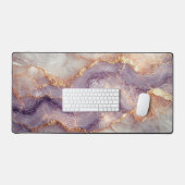 Elegant Faux Marble Mauves and Gold Bureaumat (Keyboard & Muis)