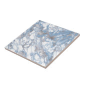 Elegant Faux Marble White Dusty Blue Silver Tegeltje (Zijkant)