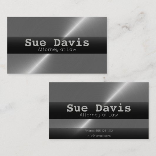 Elegant Faux Metal Advocaat bij Law Visitekaartjes (Voorkant / Achterkant)