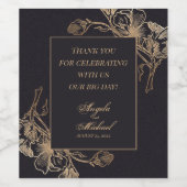 Elegant Faux Metal Chic Gold Wedding Wijn Etiket (Enkel label)