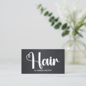 Elegant Faux Metal Zwart Wit Haar Salon Visitekaartje (Staand voorkant)