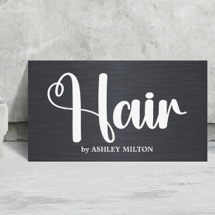 Elegant Faux Metal Zwart Wit Haar Salon Visitekaartje