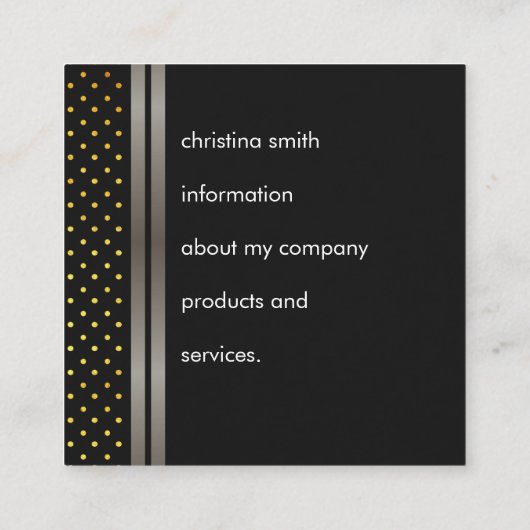 Elegant Faux Metallic Double Trim met Polka Dots Vierkante Visitekaartje (Achterkant)