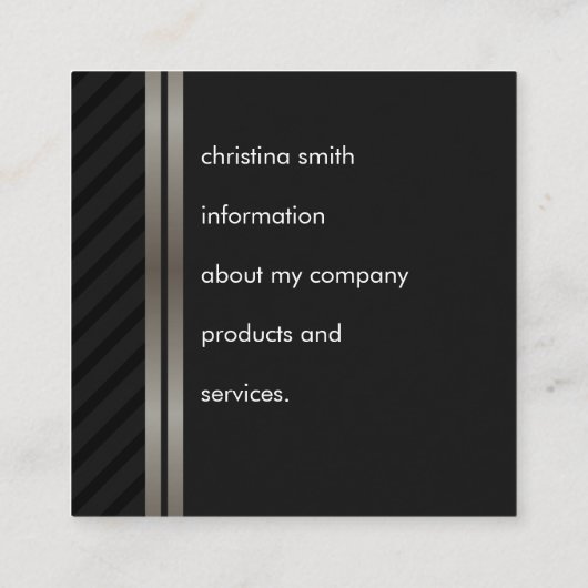 Elegant Faux Metallic Double Trim met Stripes Vierkante Visitekaartje (Achterkant)