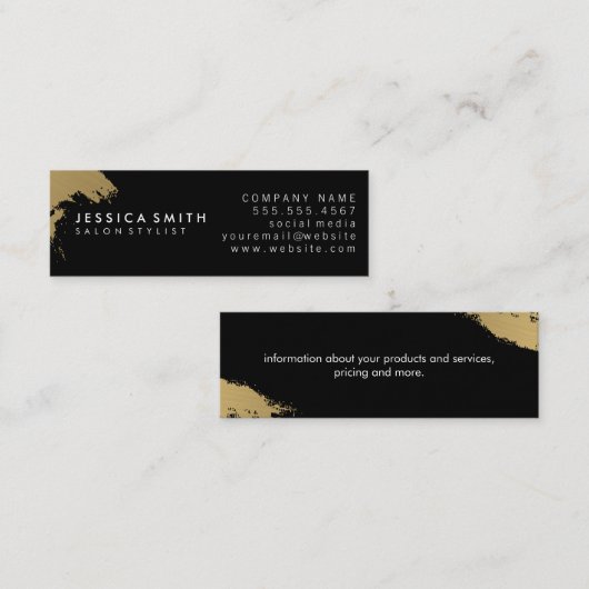 Elegant Faux Metallic Gold Black | Wijziging II Mini Visitekaartje (Voorkant / Achterkant)