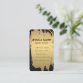 Elegant Faux Metallic Gold en Black Visitekaartje (Staand voorkant)