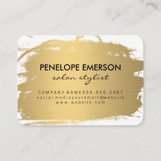 Elegant Faux Metallic Gold en Black Visitekaartje (Voorkant)