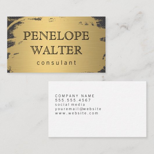 Elegant Faux Metallic Gold en Pattern Visitekaartje (Voorkant / Achterkant)