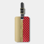 Elegant Faux Metallic Gold Quiled Red Leather Bagagelabel (Voorkant verticaal)
