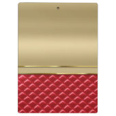 Elegant Faux Metallic Gold Quiled Red Leather Klembord (Achterkant)