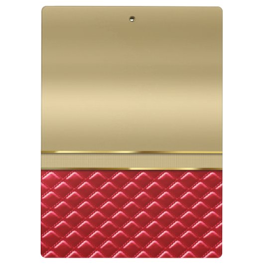 Elegant Faux Metallic Gold Quiled Red Leather Klembord (Achterkant)