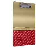 Elegant Faux Metallic Gold Quiled Red Leather Klembord (Rechts)