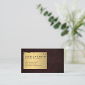 Elegant Faux Metallic Goud Geborsteld / Diep Rood Visitekaartje (Staand voorkant)