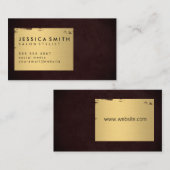 Elegant Faux Metallic Goud Geborsteld / Diep Rood Visitekaartje (Voorkant / Achterkant)