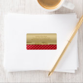 Elegant Faux Metallic Goud Gewatteerd Rood Leer Etiket (Insitu)